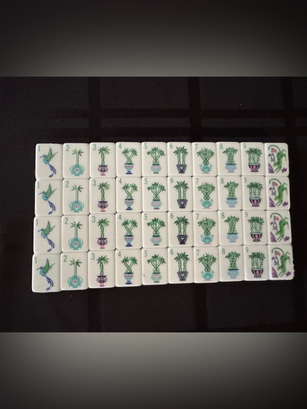 NEW! Bamboo backed and layered American Mahjong Tiles with Palm motif -160 Tiles